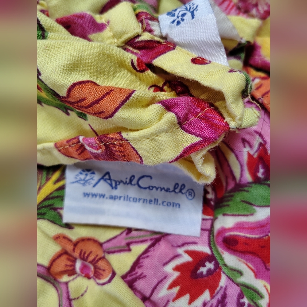 April Cornell Country French Floral Ruffle Tiered Cotton CottageCore Apron EUC - Picture 6 of 8